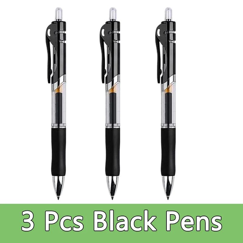 Pens Set Black Blue Red Refill Gel Pen Bullet Tip 0.5mm School close-up view