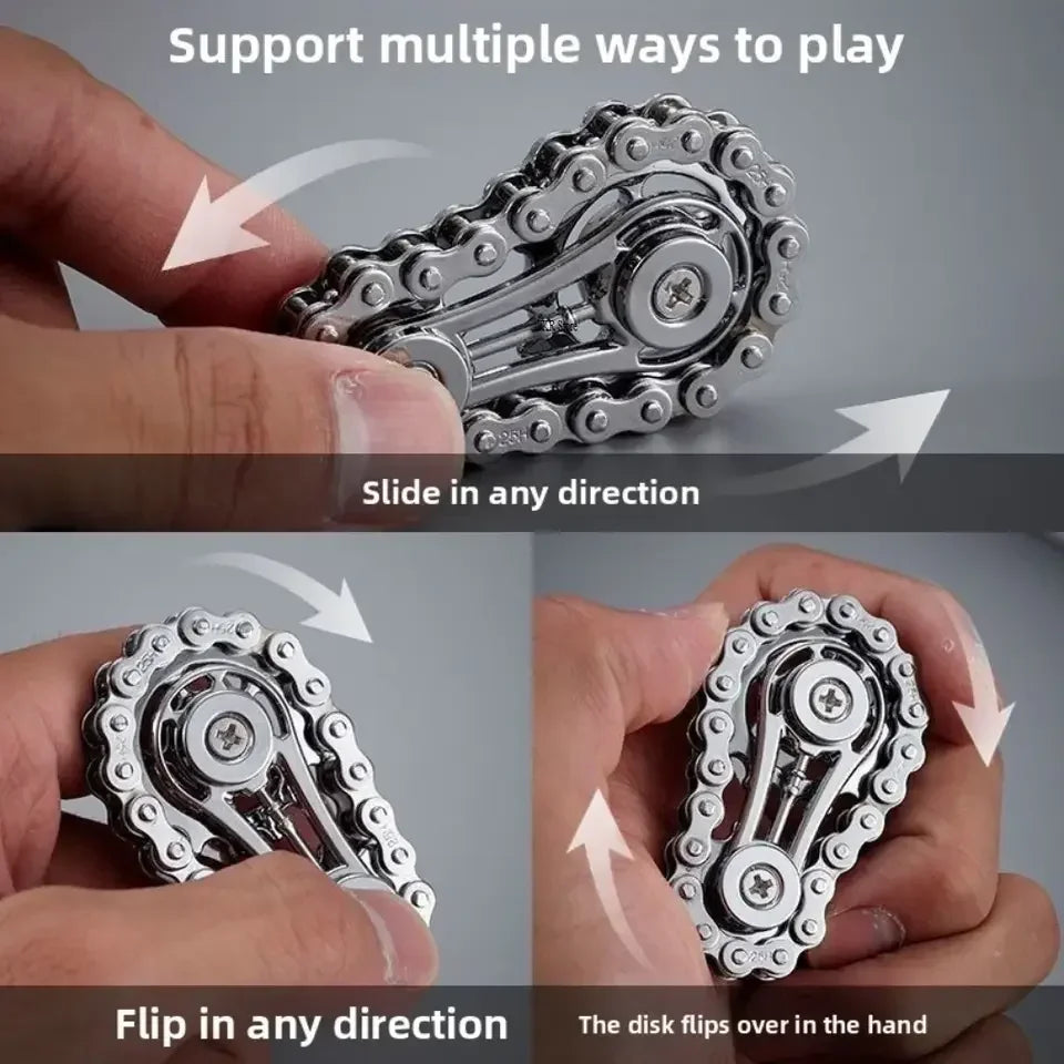 Chain Tooth Mechanical Flywheel Fidget Spinner | Metal Bike Chain EDC Stress Relief T lifestyle view