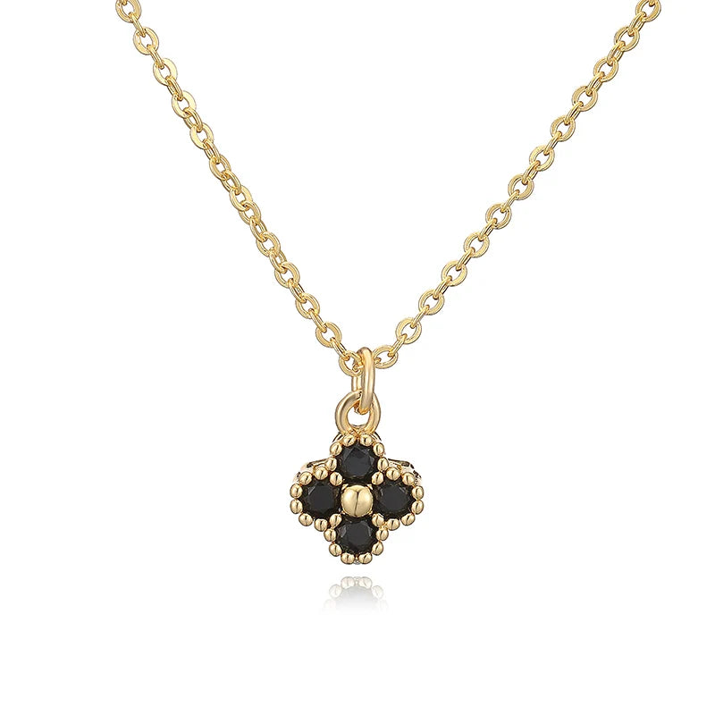 HECHENG, 18K Gold Plated Brass Cubic Zirconia Bijoux Exquisite Flower‑Shaped Women Ne lifestyle view