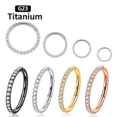 Stainless Steel Hinged Segment Hoop CZ Stone Nose Ring Nipple Clicker Ear Cartilage Tragus Helix Lip