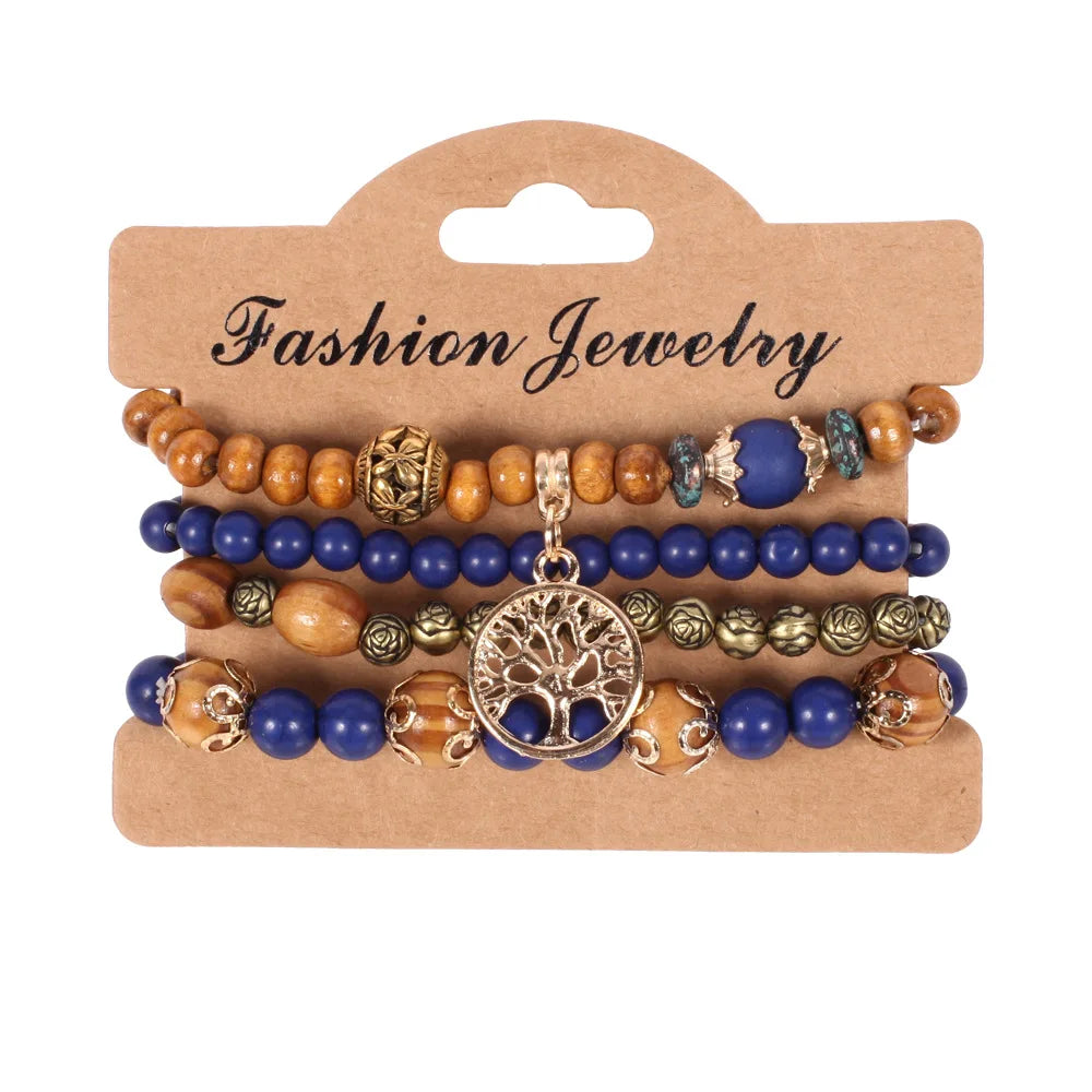 Bohemian Handmade Beads Bracelet Set For Women Summer Colorful Beaded Chain Bangle Gi alternate view