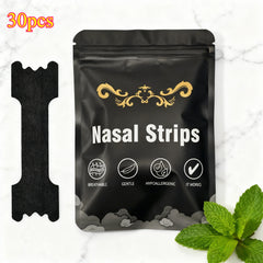30 Pieces Black Adhesive Nasal Strips | Advanced Cough Relief Strips, Extra Long-Lasti close-up view