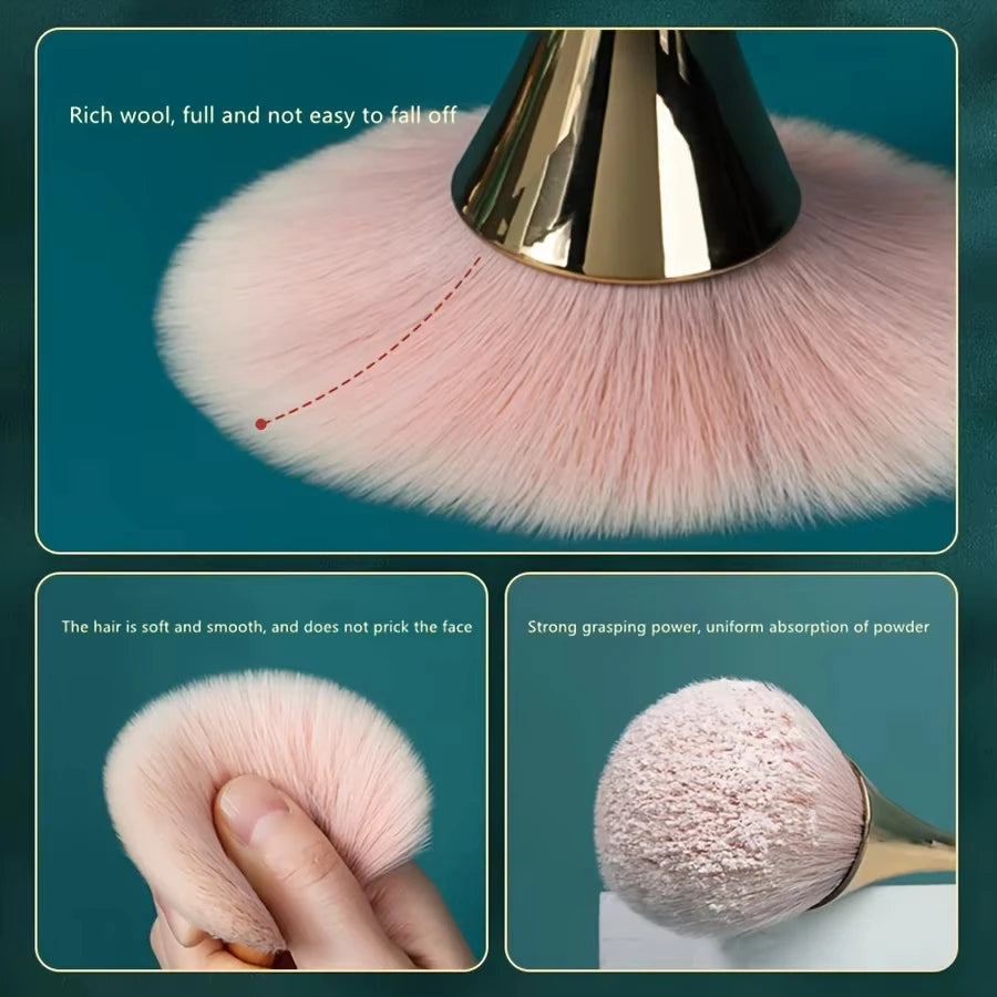 Rose Golden Fan Makeup Brush,Cosmetic Brush Loose Powder Brush ,Highlighting Brush Bl lifestyle view