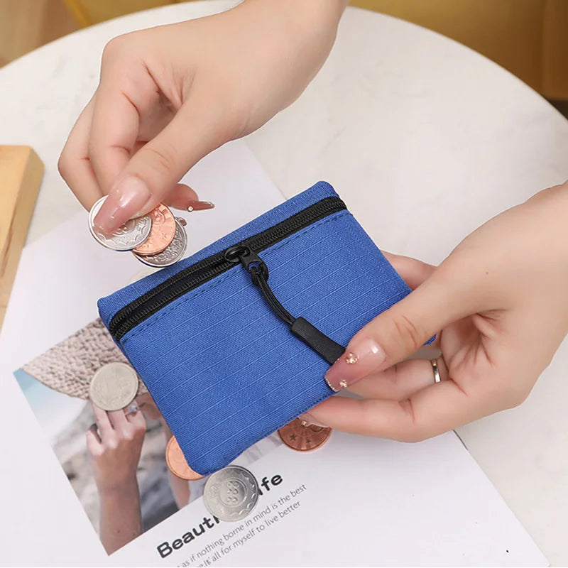 Women Mini Zippers Canvas Coin Purse | Compact Wallet with Keychain