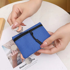 Women Mini Zippers Canvas Coin Purse | Compact Wallet with Keychain