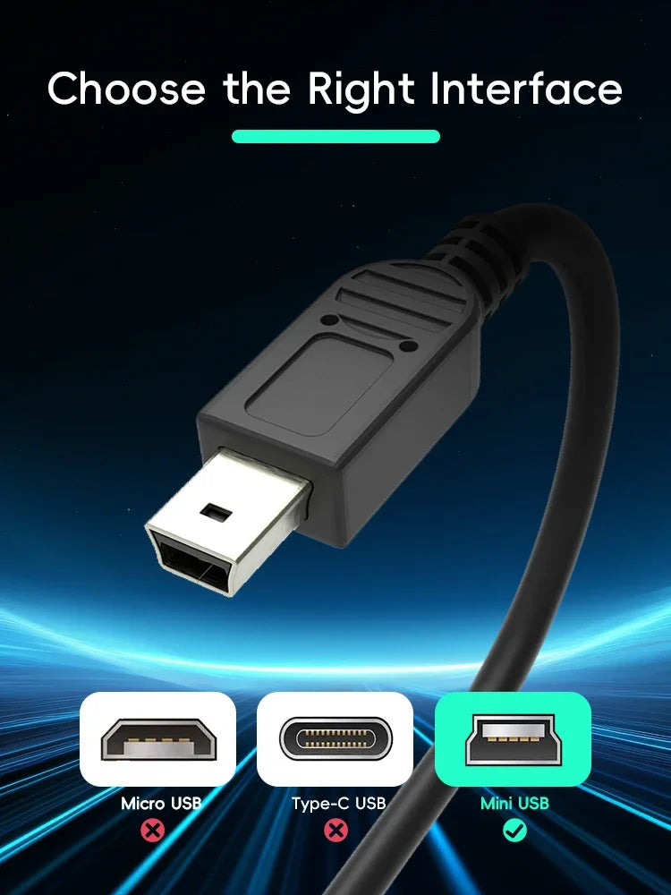Data Frog USB A to Mini-B 5Pin Cable 1m/2m/3m For PSP1000/2000/3000 NDSi PS3 Contro additional angle