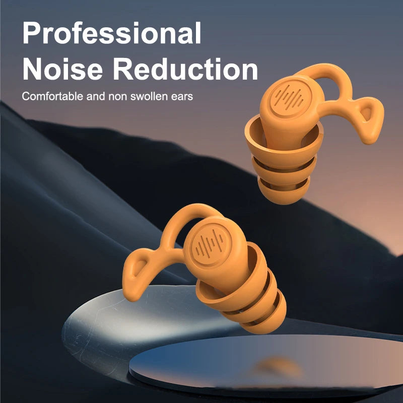1Pair Soft-Silicone 3-Layer Reusable Ear Plugs | High-Efficiency Noise Reduction for S close-up view