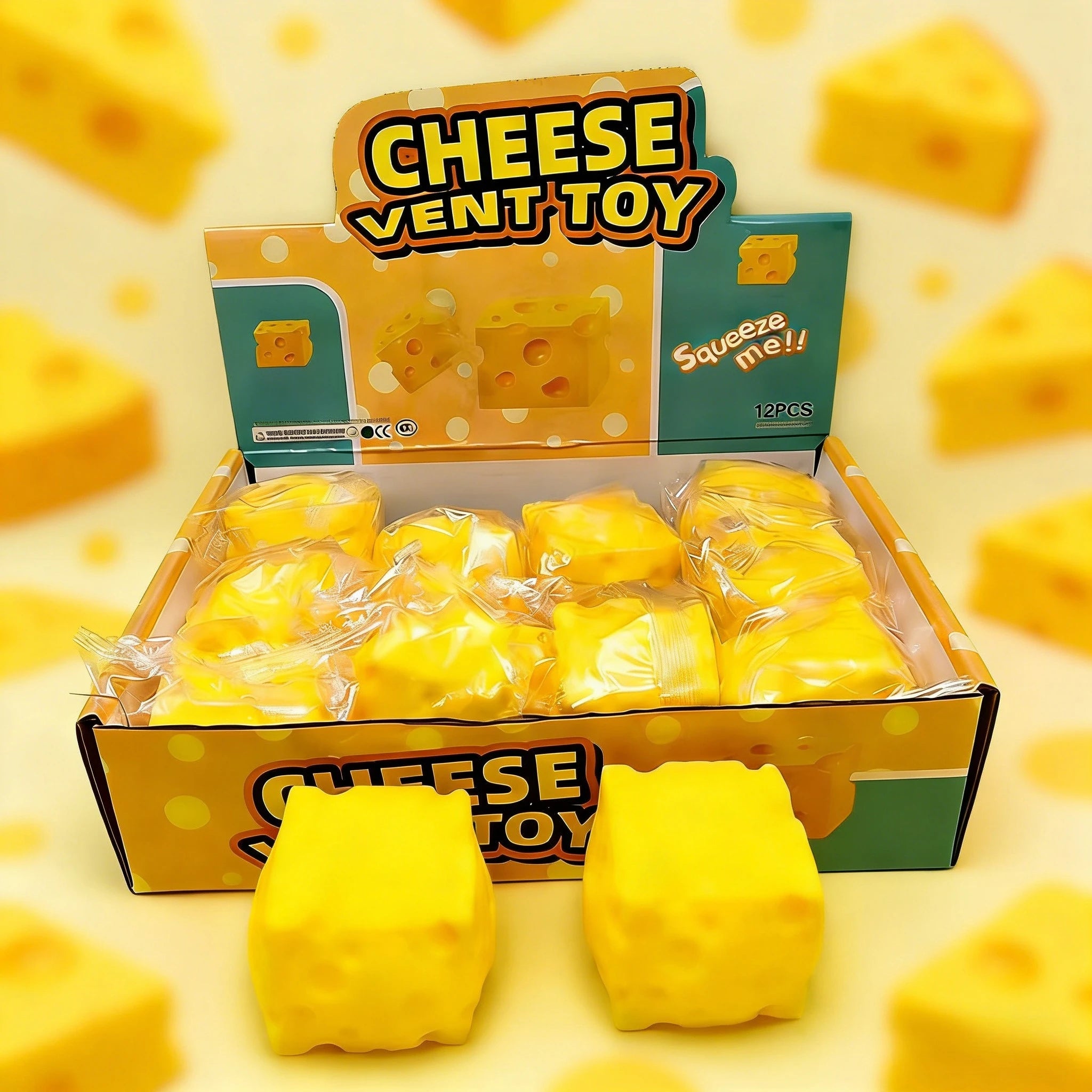 Squishy Square Cheese Squeeze Toys Rebound Push Stress Relief Sensory Toy Soft Butter Ch detail view