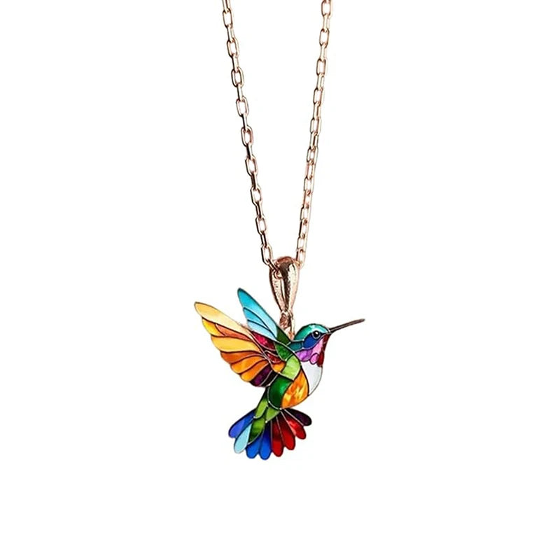 1PC Acrylic Hummingbird 2D Bird Shape Necklace for Women Girls Neck Charms Spring Summer detail view