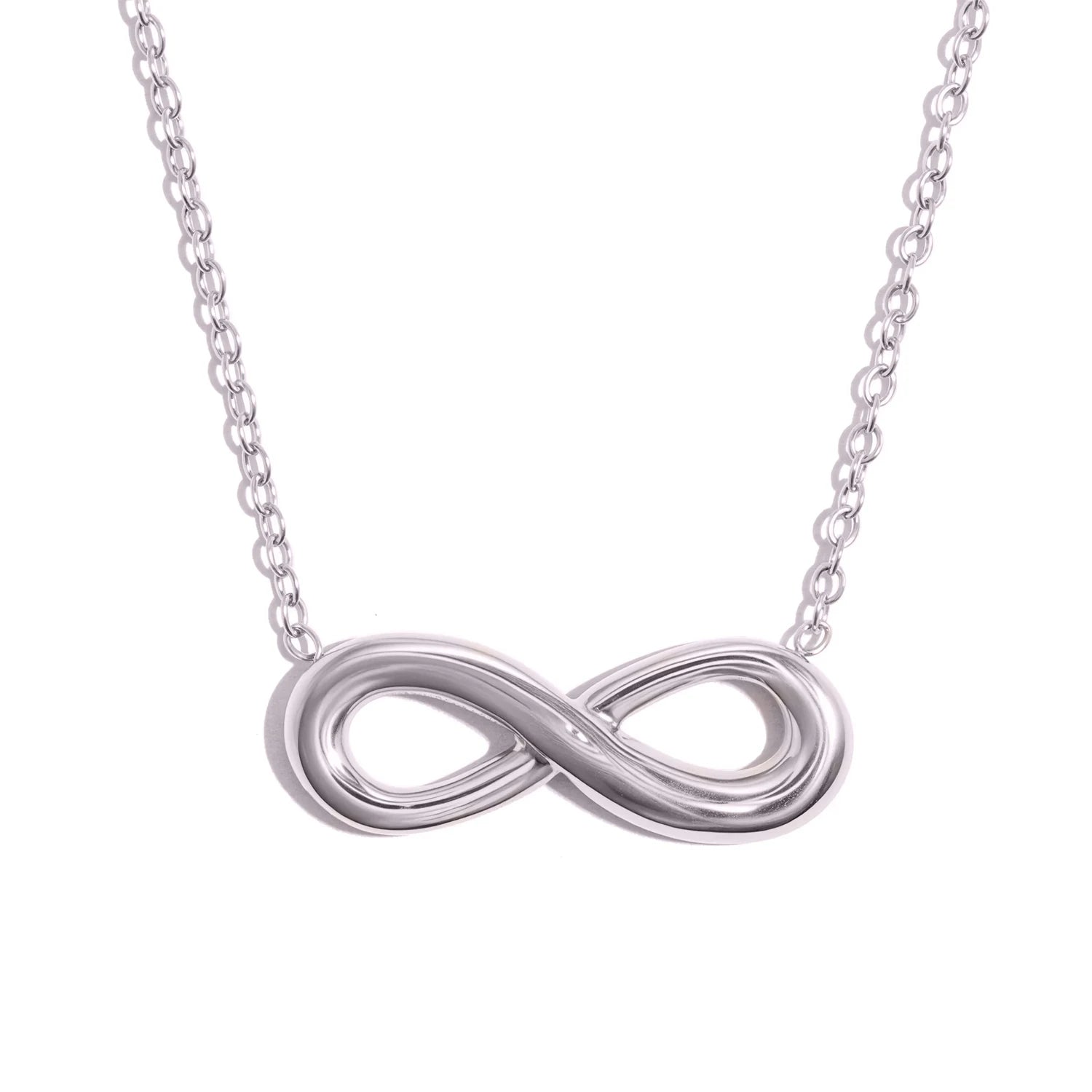 Minimalist Infinity Necklace - 18K Gold Plated Stainless Steel, Love Freedom Pendant for detail view
