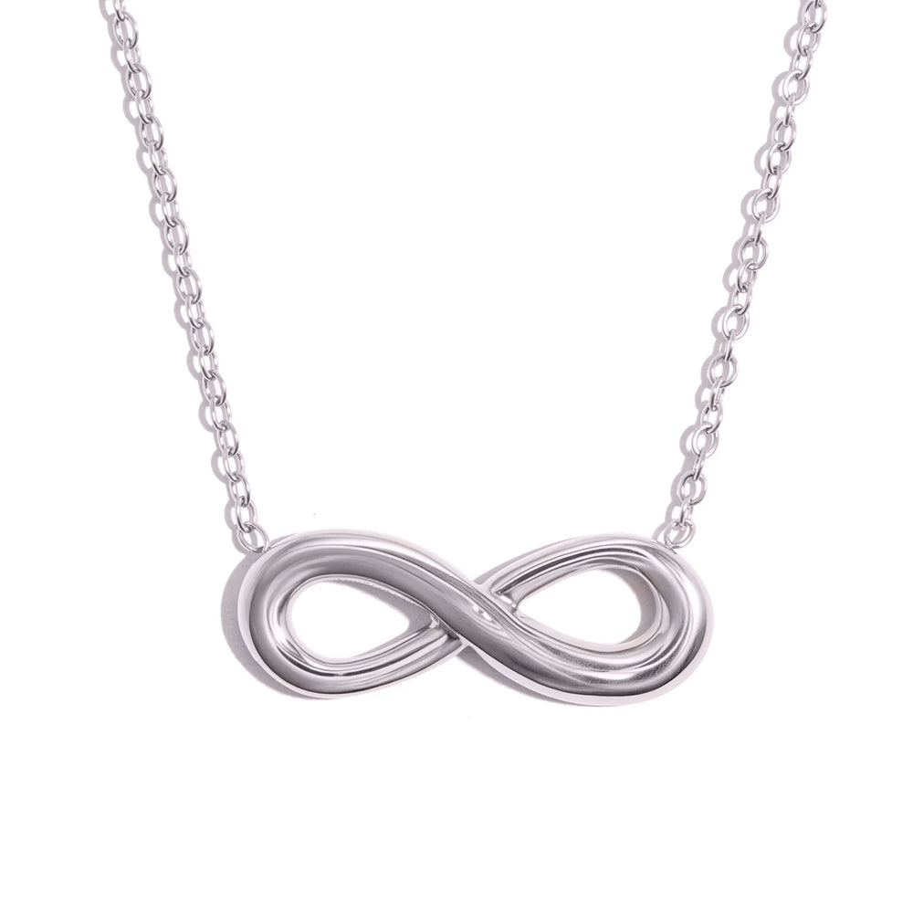 Minimalist Infinity Necklace - 18K Gold Plated Stainless Steel, Love Freedom Pendant for detail view