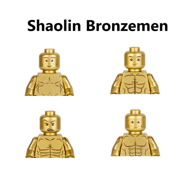 Mr Gold Building Blocks Mini Figure | Compatible Electroplate Plating Gold Chrome Acti close-up view