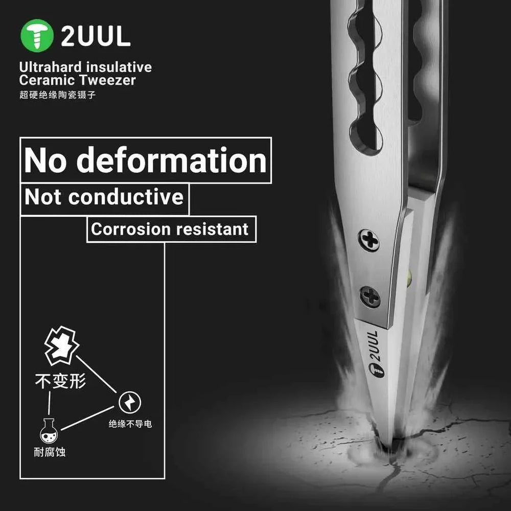 Ultrahard Insulative Ceramic Tweezer | Anti-Static Tweezers for PCB Repair additional angle