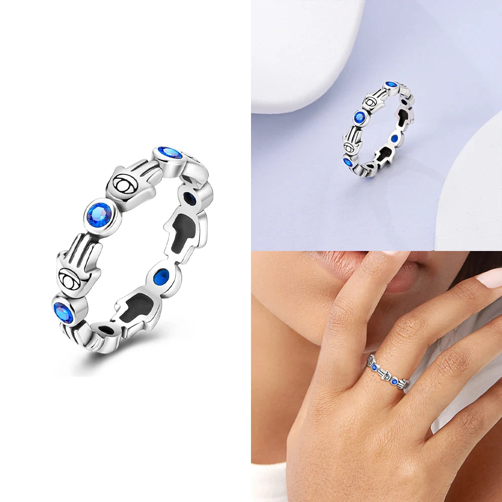 Original Romantic Heart-shaped White Zircon Shell Bowknot Rings 925 Sterling Silver Wo close-up view