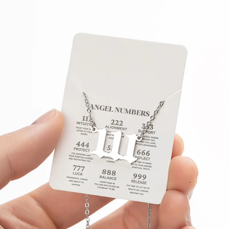 Stainless Steel Angel Number Lucky Numbers Necklaces 111 222 333 444 555 777 888 999 alternate view