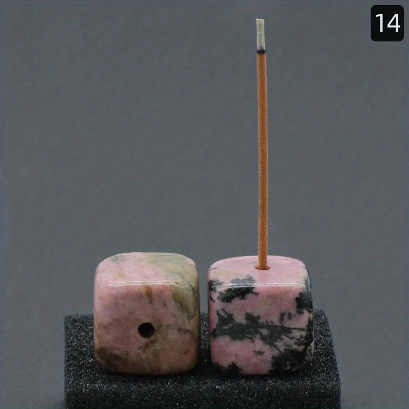 Natural Agate Stone Incense Holder | Square Wire Stick Incense Burner with Unique Patter detail view