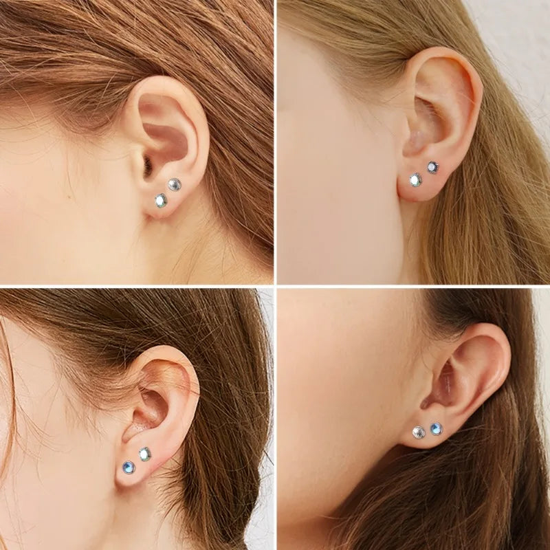 2pcs 20G Hypoallergenic Stud Earrings for Women Men, Stainless Steel Flatback Earring lifestyle view