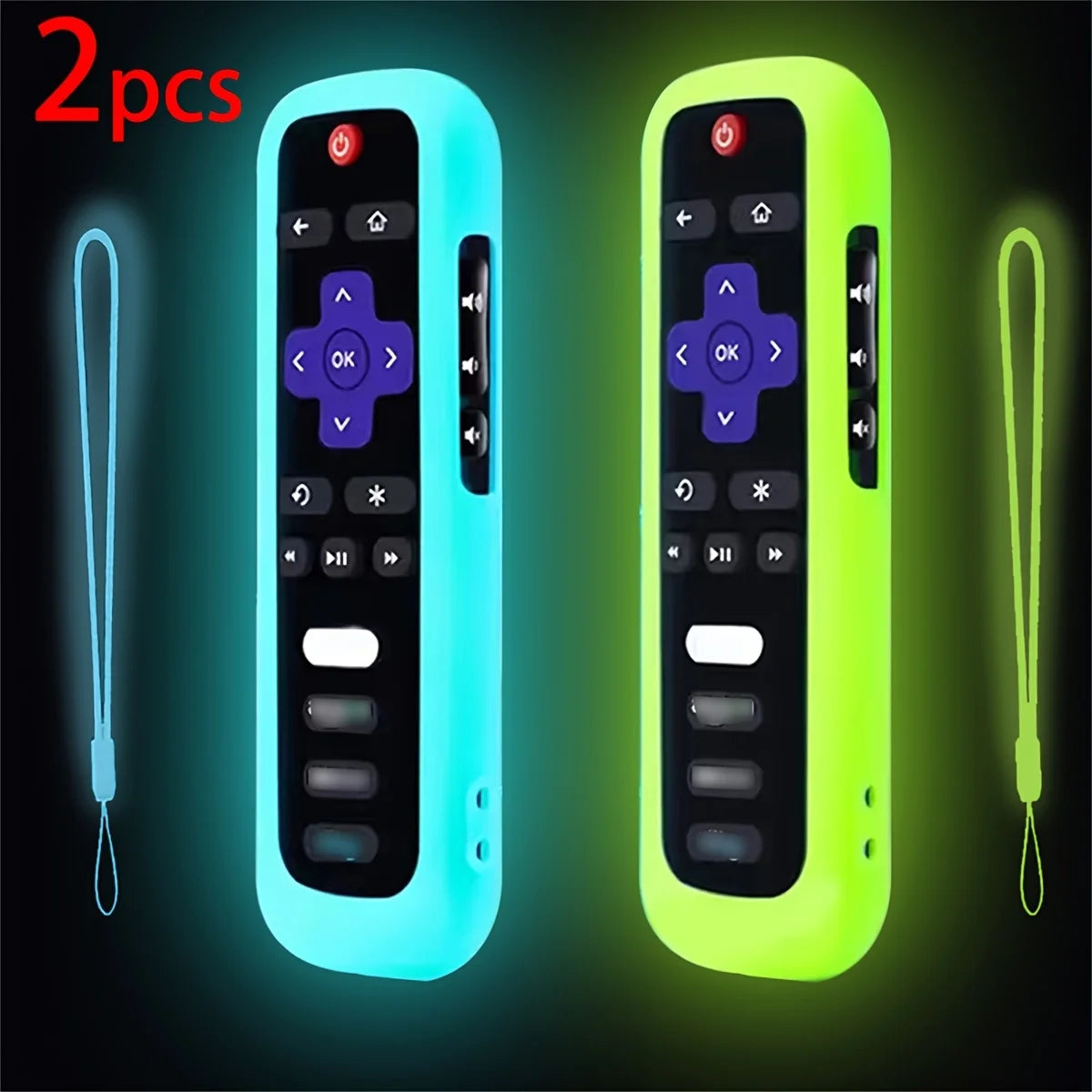 Luminous Silicone Remote Cover With Rope for TCL Hisense Roku TV