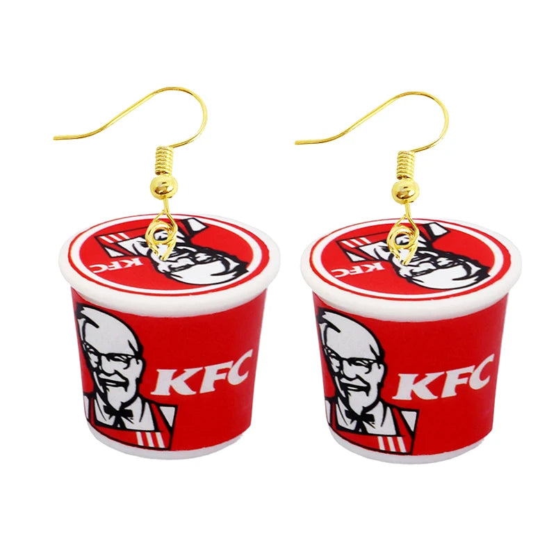 Food Drop Earrings Hamburger Pizza Chicken Leg Candy Bottle Resin