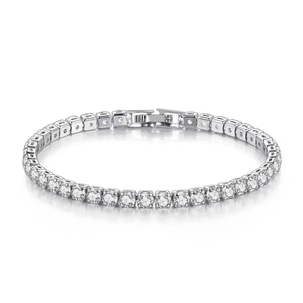 S925 Sterling Silver Tennis Bracelet with Zirconia | 4mm Fashion Wedding Jewelry alternate view