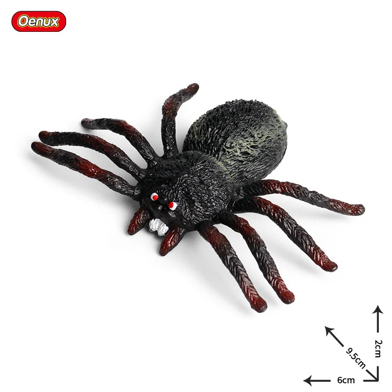 Oenux Insect Animals Model Spider Web Scorpion Bat Action Figures Figurine Miniature Cute Educational Kid Toy Halloween Gift