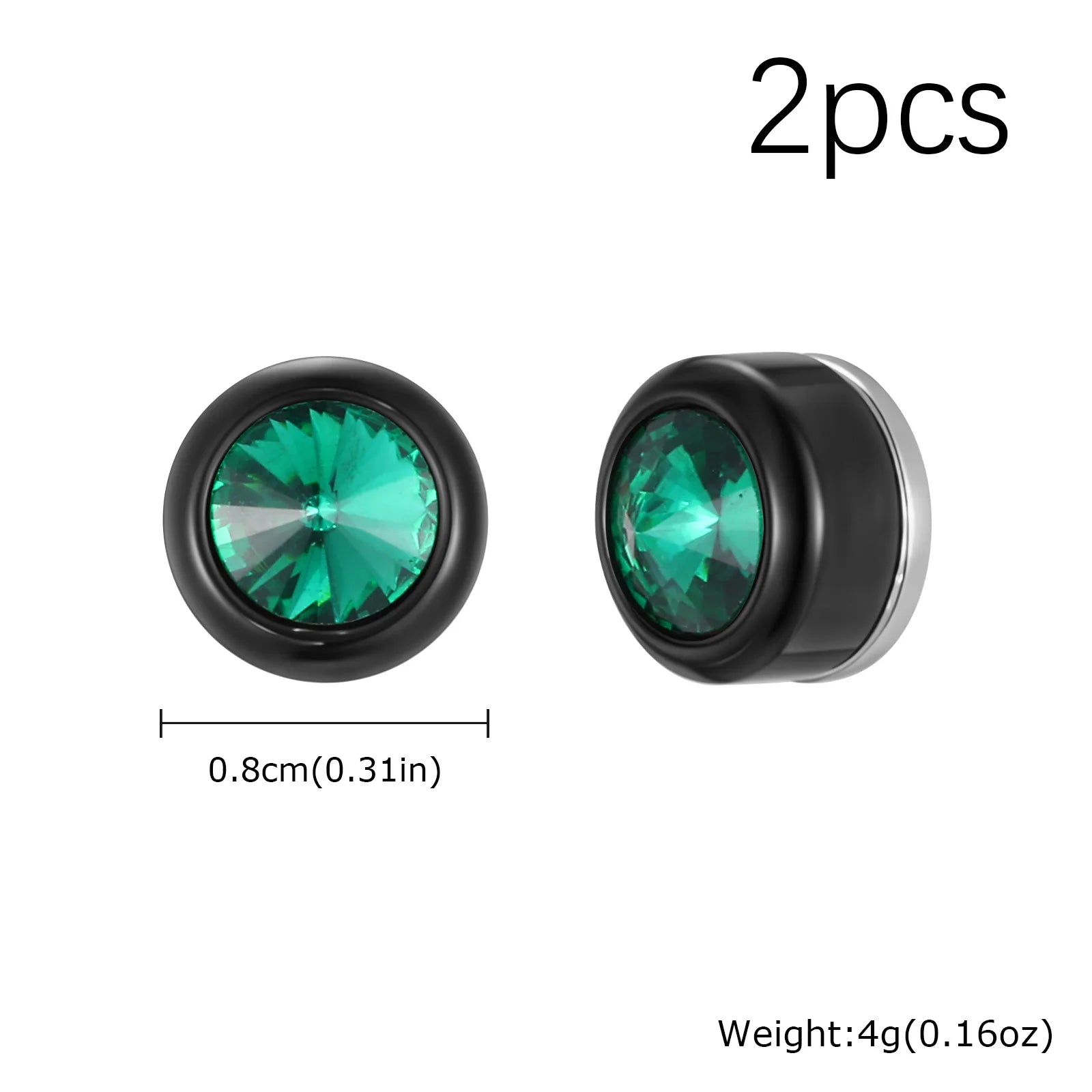 Magnetic Zircon Stud Earrings for Men,8mm Hypoallergenic Stainless Steel Non-Pierced alternate view