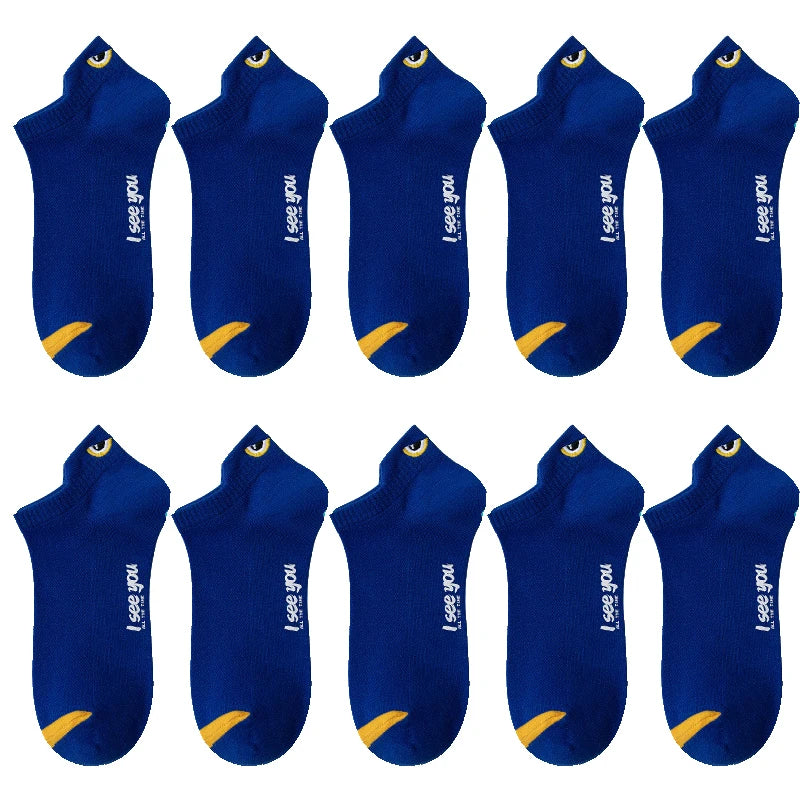 5/10 Pairs Man Short Socks Ankle Boat Socks Breathable Casual Athletic Socks Women Su lifestyle view