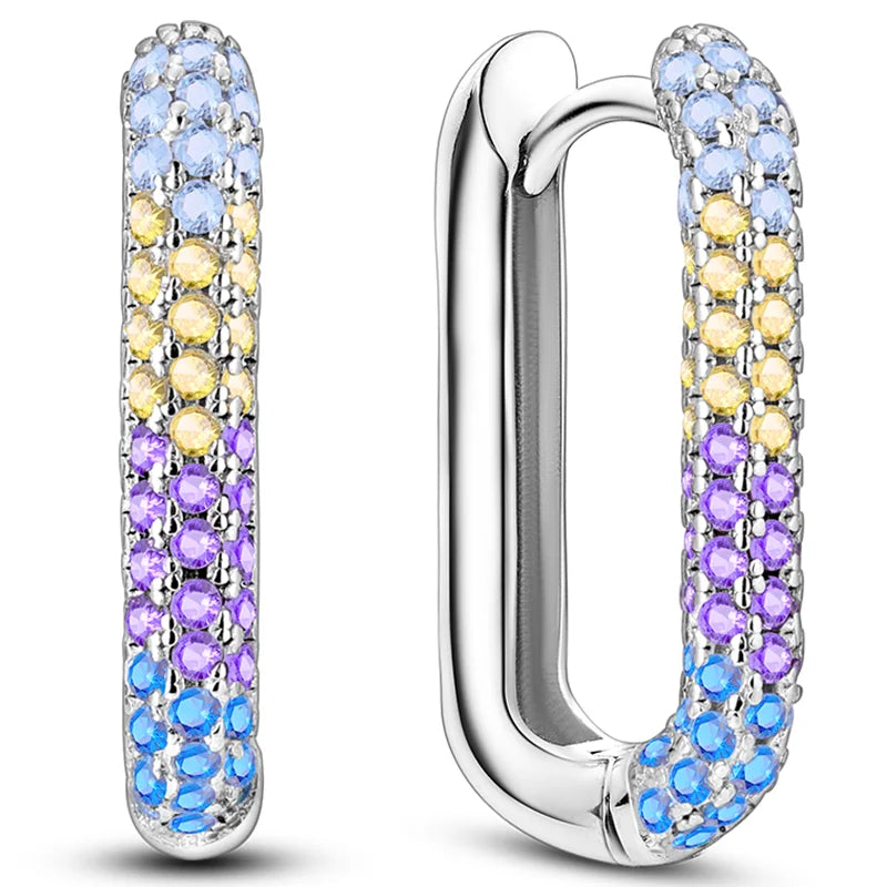 Colorful 925 Sterling Silver Hoop Earrings for Women | Classic Circle Earrings