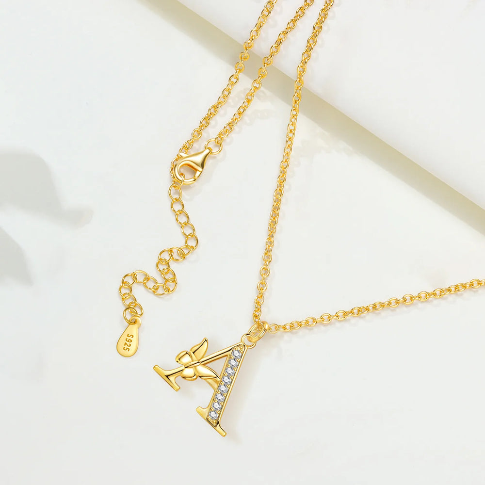 925 Sterling Silver Butterfly Initial Necklace | 26 Letter Y-Shaped Pendant for Women alternate view