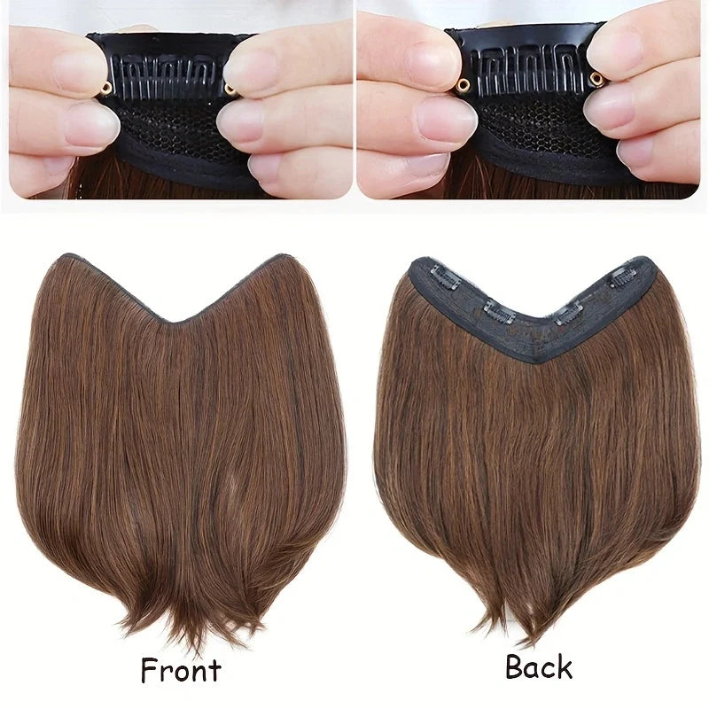 8Inch/12Inch Synthetic Short Straight Hair Pieces Invisible Clip In Hair Pad High Hai alternate view