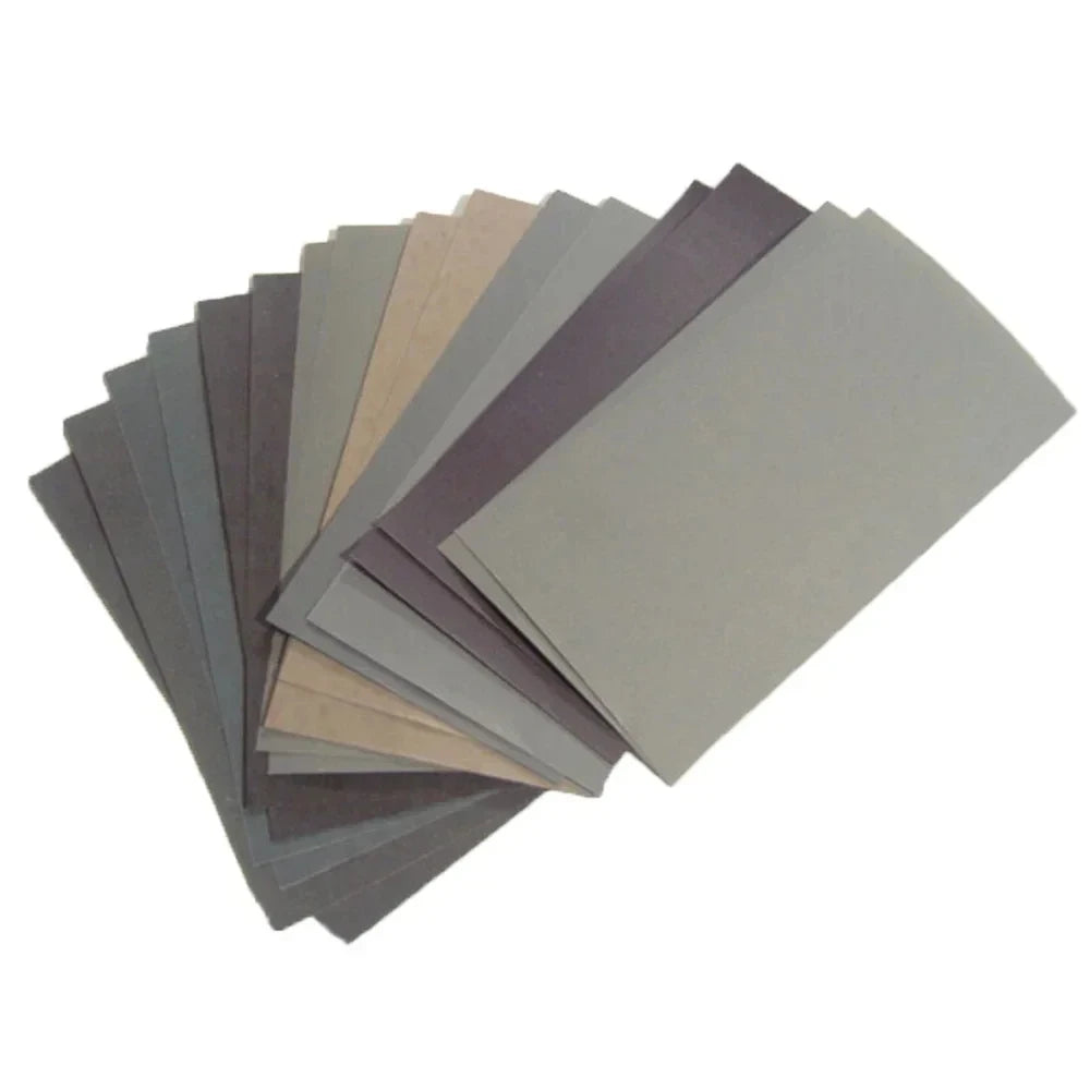 15Pcs Multi-Grit Sandpaper Set | Wet/Dry Sanding Sheets for Wood, Metal, and Automotiv close-up view