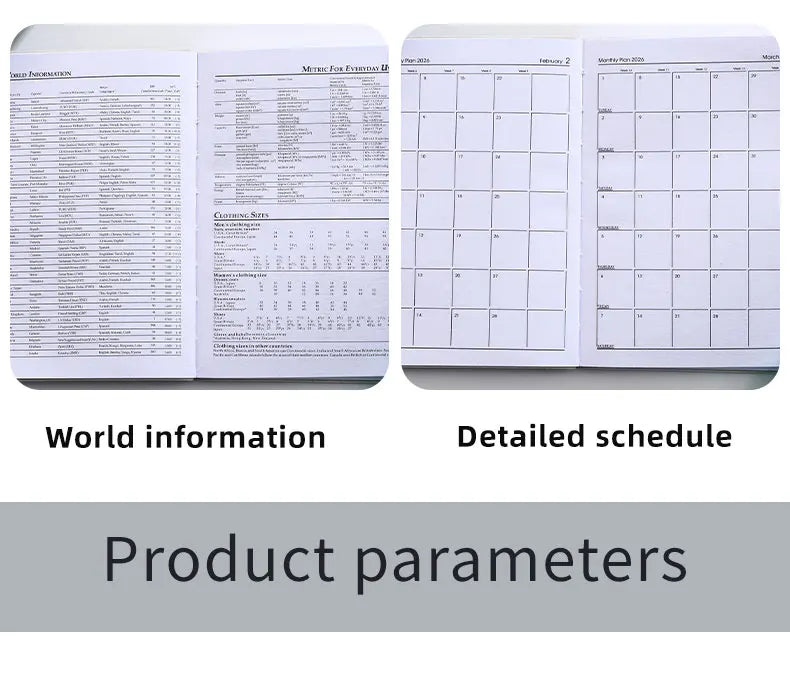 A7 2026 English Planner Book – Mini Pocket Weekly Calendar