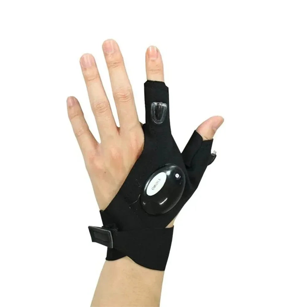 LED Flashlight Gloves | Waterproof Fingerless Illumination Gloves for Running, Cyclin alternate view