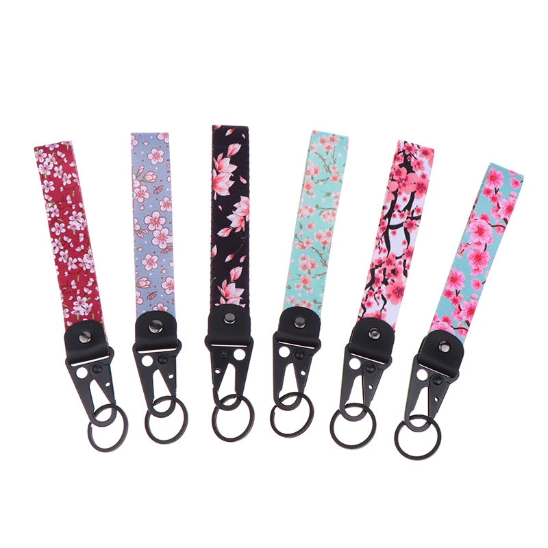 Sakura Cherry Blossom Car Keychain Lanyard | Metal Key Holder with Alloy Clip lifestyle view