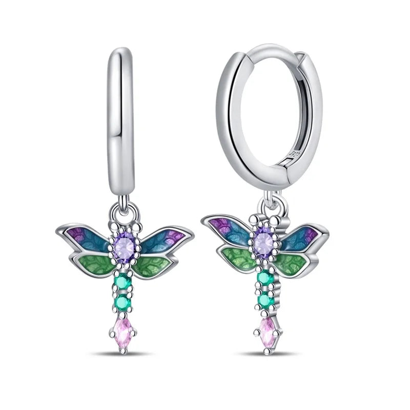Silver Wine Cup Butterfly Women Earrings Brilliant Wedding Engagement Star Earrings Je close-up view