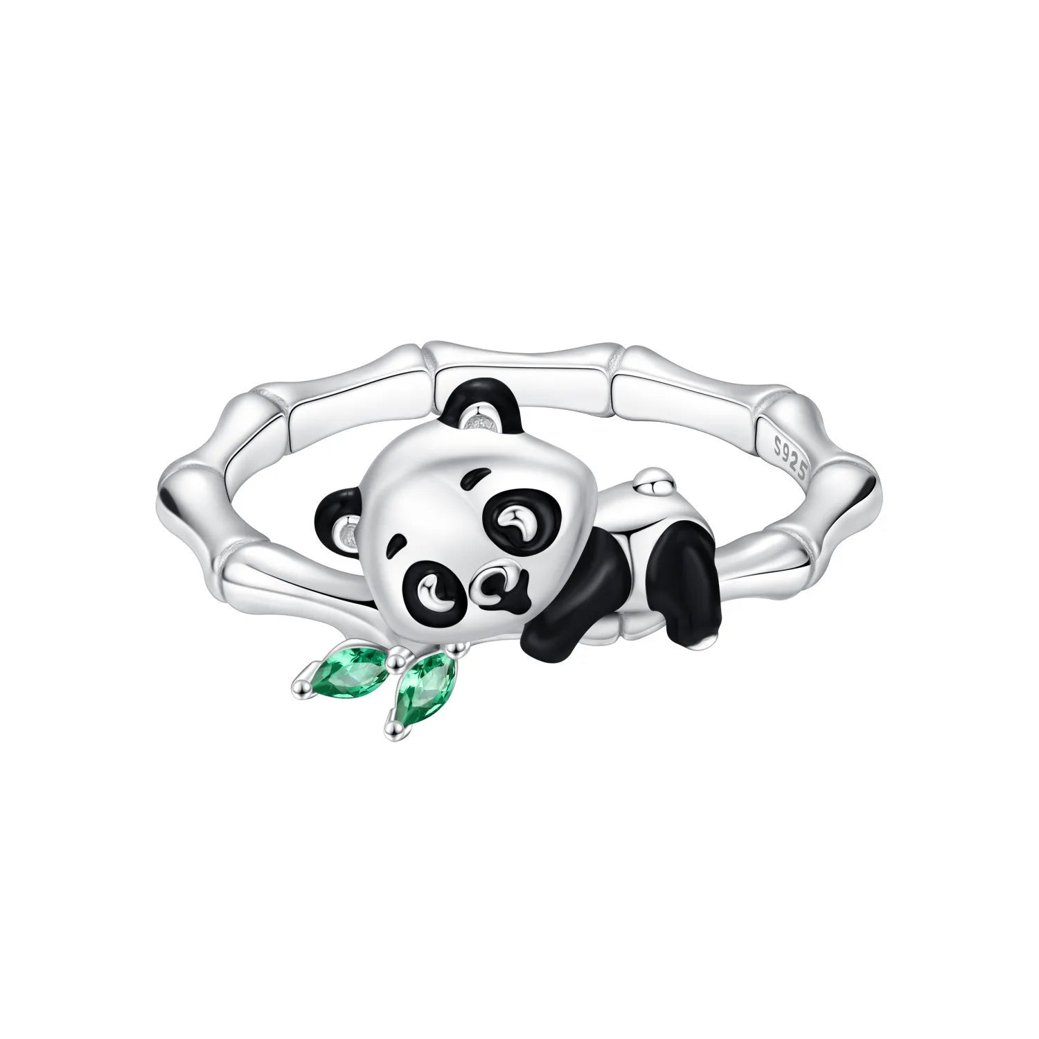 Hot Sale 2025 Original 925 Sterling SilverPanda Animal Closed Rings For Women Fashiona close-up view
