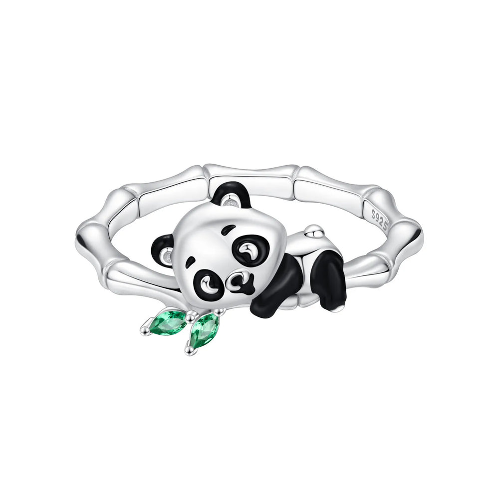 Hot Sale 2025 Original 925 Sterling SilverPanda Animal Closed Rings For Women Fashiona close-up view