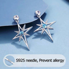 S925 Cubic Zirconia Octagonal Star Earrings | Trendy Silver Stud Earrings for Women detail view