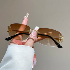 Rimless Square Sunglasses | Vintage Gradient UV400 Shades alternate view