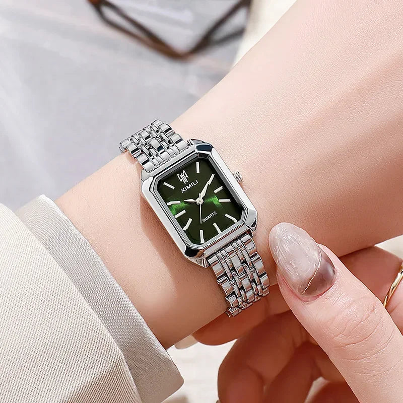 Women's Quartz Watch Rectangle Dial | Fashion Casual Steel Strap Watch alternate view