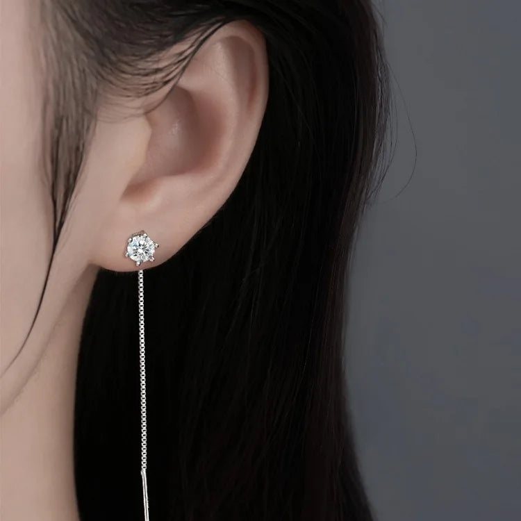 New 925 Sterling Silver Moissanite Earrings for Women Exquisite Girlfriend Wedding additional angle