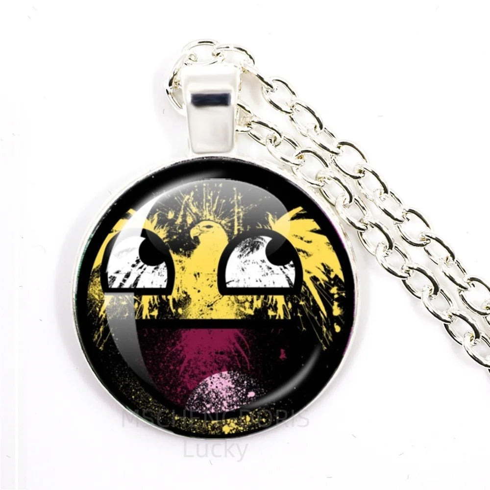 Funny Meme Cartoon Glass Pendant Necklace | Unisex Party Jewelry Gift alternate view