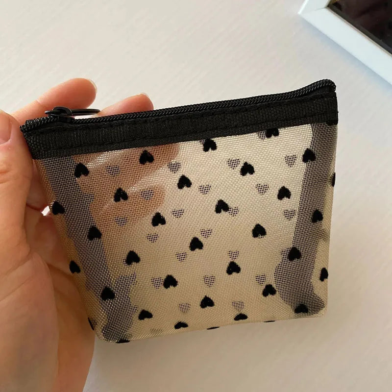Women Black Mesh Coin Wallet Purse | Small Transparent Organizer Pouch alternate view