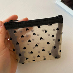 Women Black Mesh Coin Wallet Purse | Small Transparent Organizer Pouch alternate view
