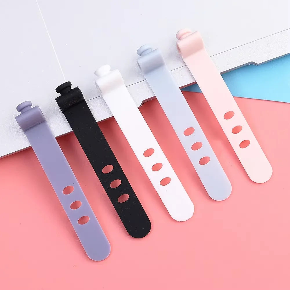 5/10pcs Cable Organizer Clip Strap Silicone Strap Line Storge Holder Cable Wire Wra additional angle