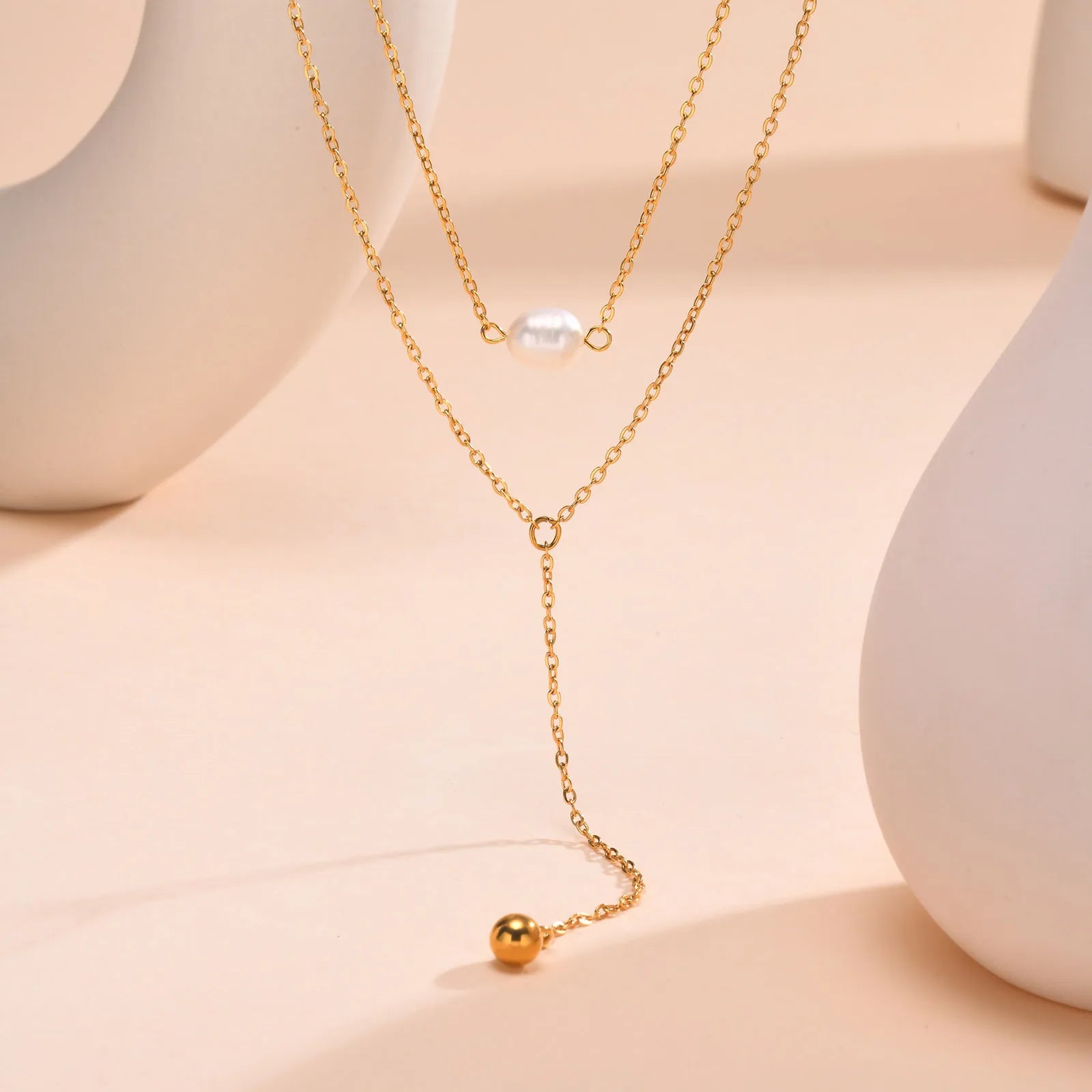 Drop Y Lariat Necklace with Bar Pendant, Stainless Steel Long Chain, Womens Necklaces Tr detail view