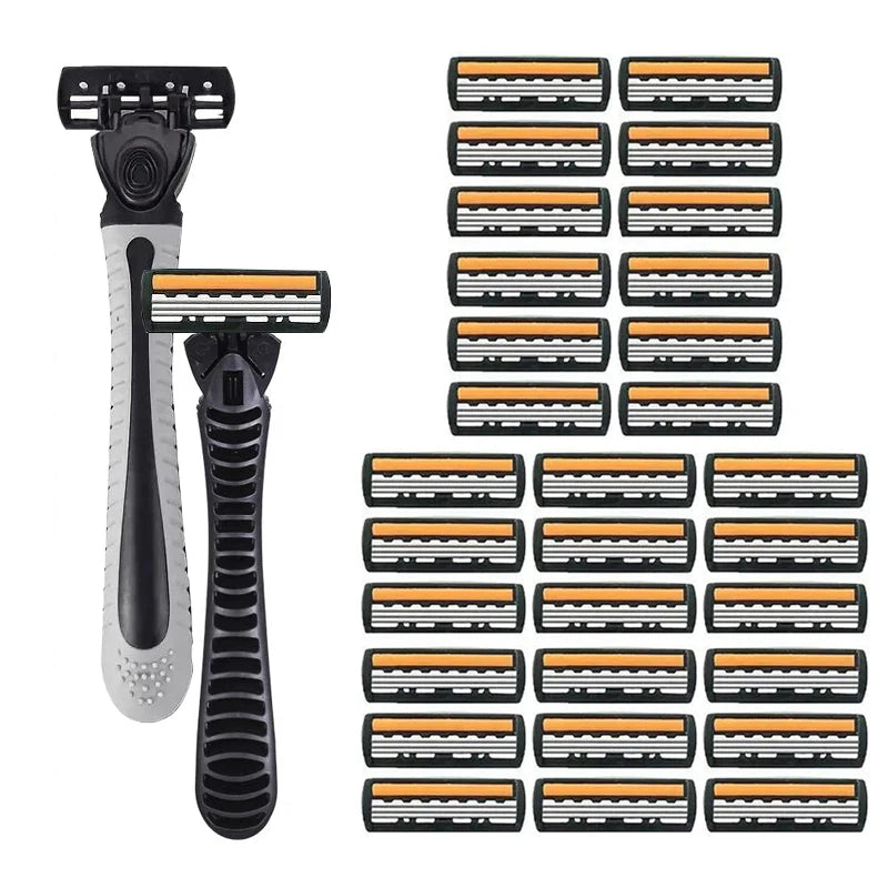 3-Layer Shaver Sack Premium Stainless Steel Safety Razor with Replaceable Blades - Smooth and Comfortable Shave for Men and Wome
