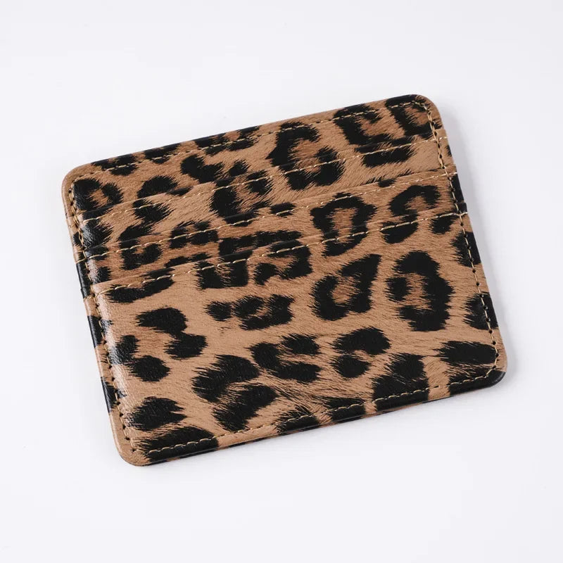Women Leopard Print PU Leather Card Wallet | Ultra Thin Multi Slot Credit Card Holder lifestyle view