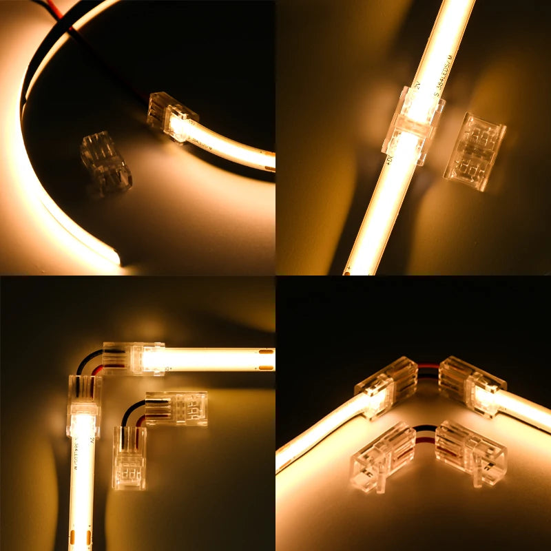 LED Strip Connectors and Fixing Clips Kit | 2-Pin COB Corner Connectors for Tape Li additional angle