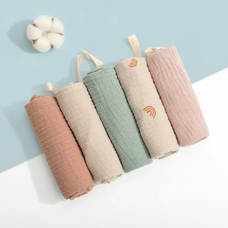 3/5 Pieces of Gauze Square Towels | Soft Cotton Baby Burp Cloths and Handkerchiefs detail view